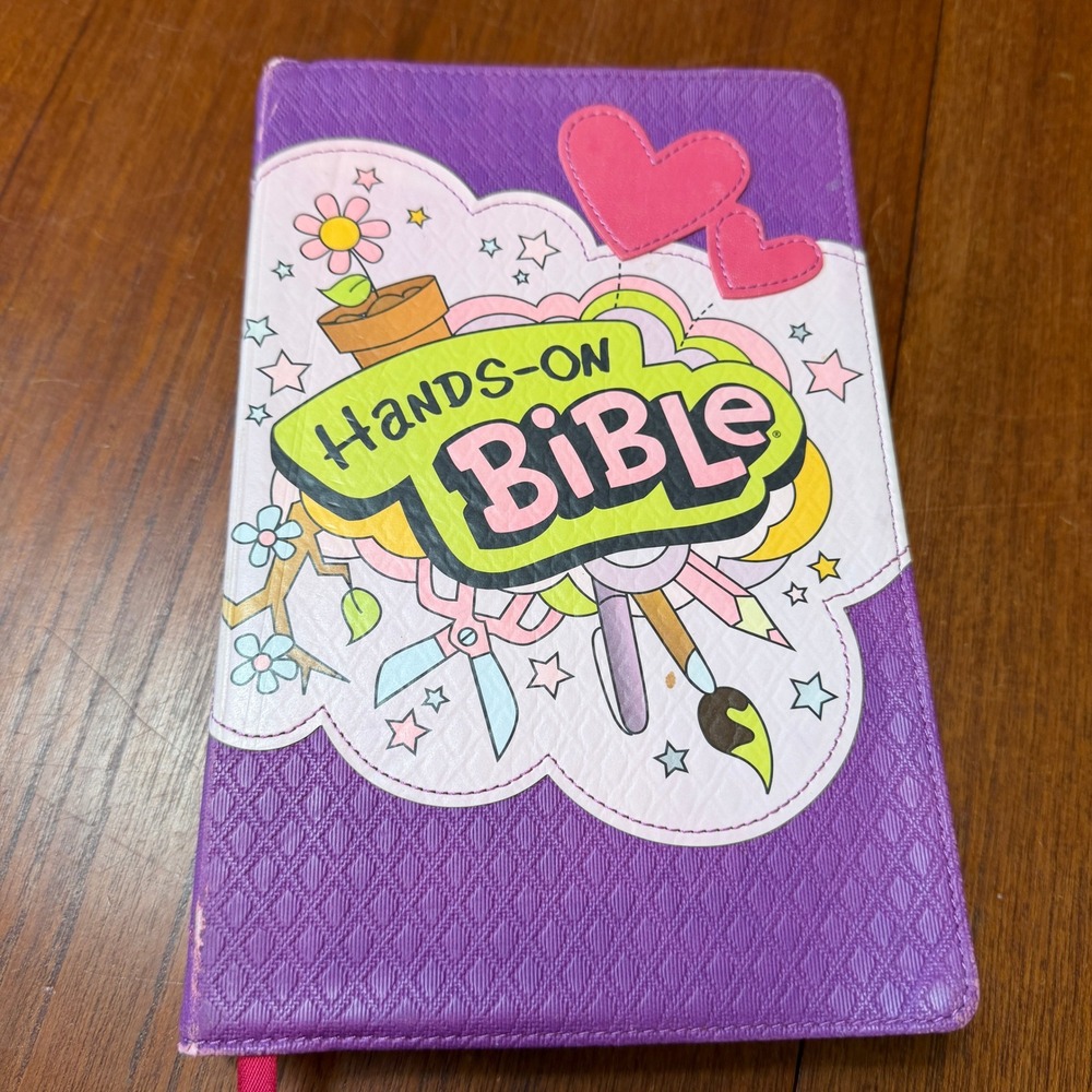 Tyndale Hands-On Bible NLT Purple LeatherLike Kids Interactive Christian Jeses